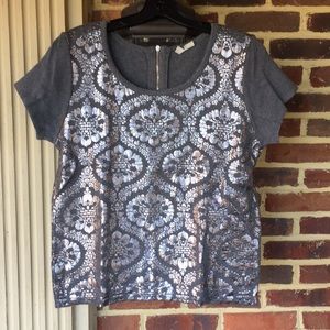 Anthropologie sweater shirt w/ silver design- Mint